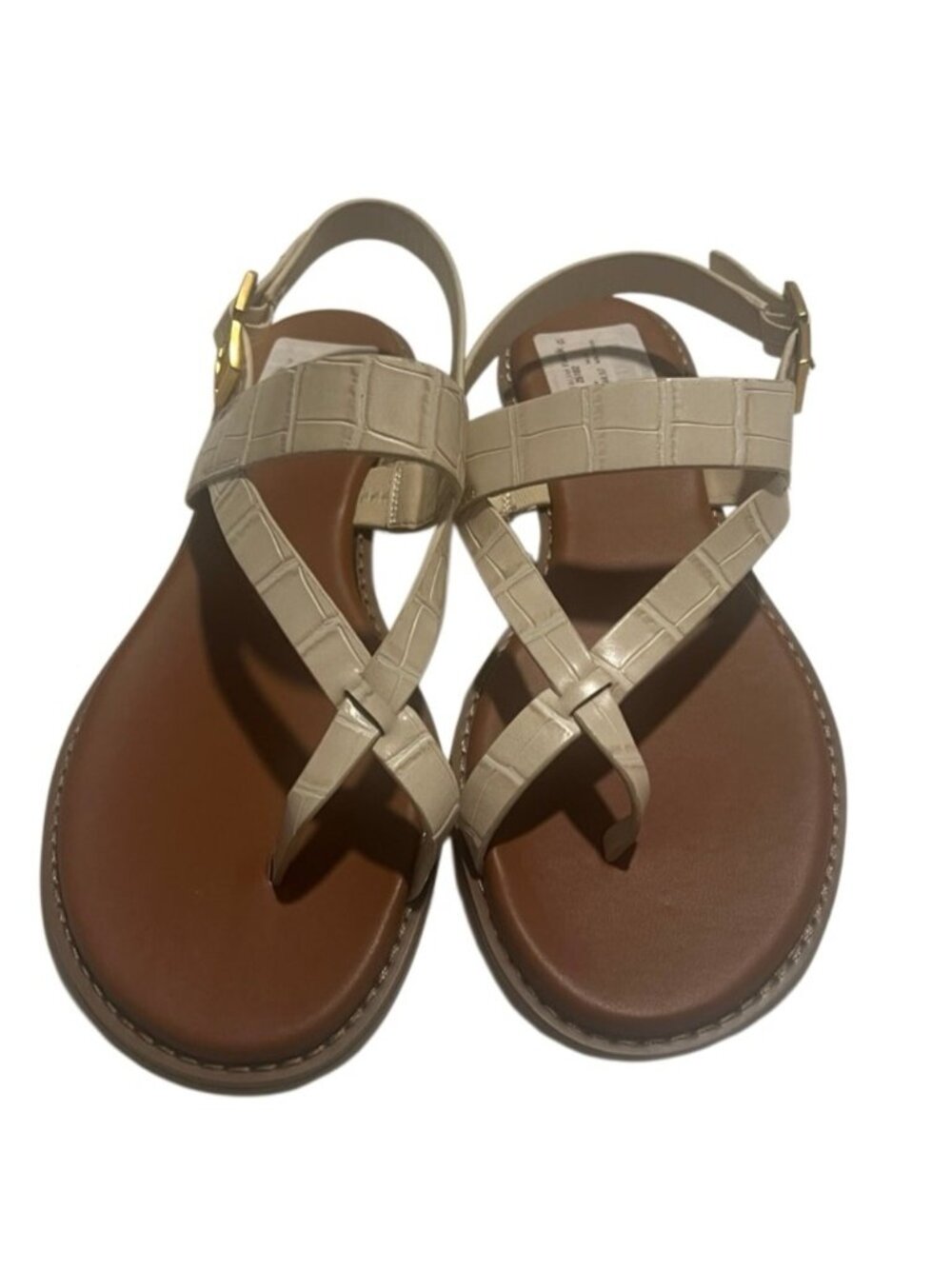 Franco Sarto Gabby Cream Open Round Toe Slingback Flat Sandals Size 9 New - Picture 3 of 10